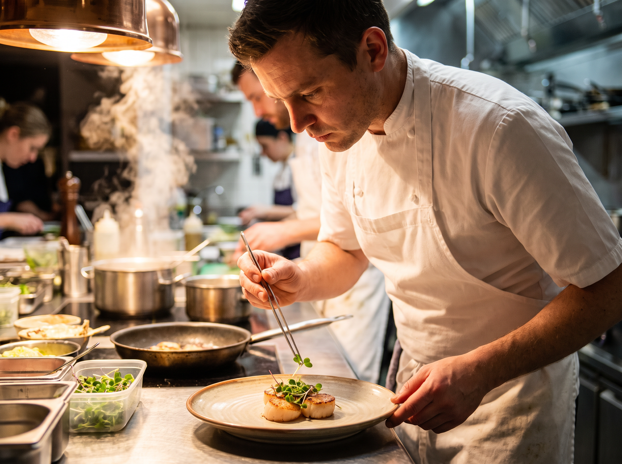 Chef plating a dish