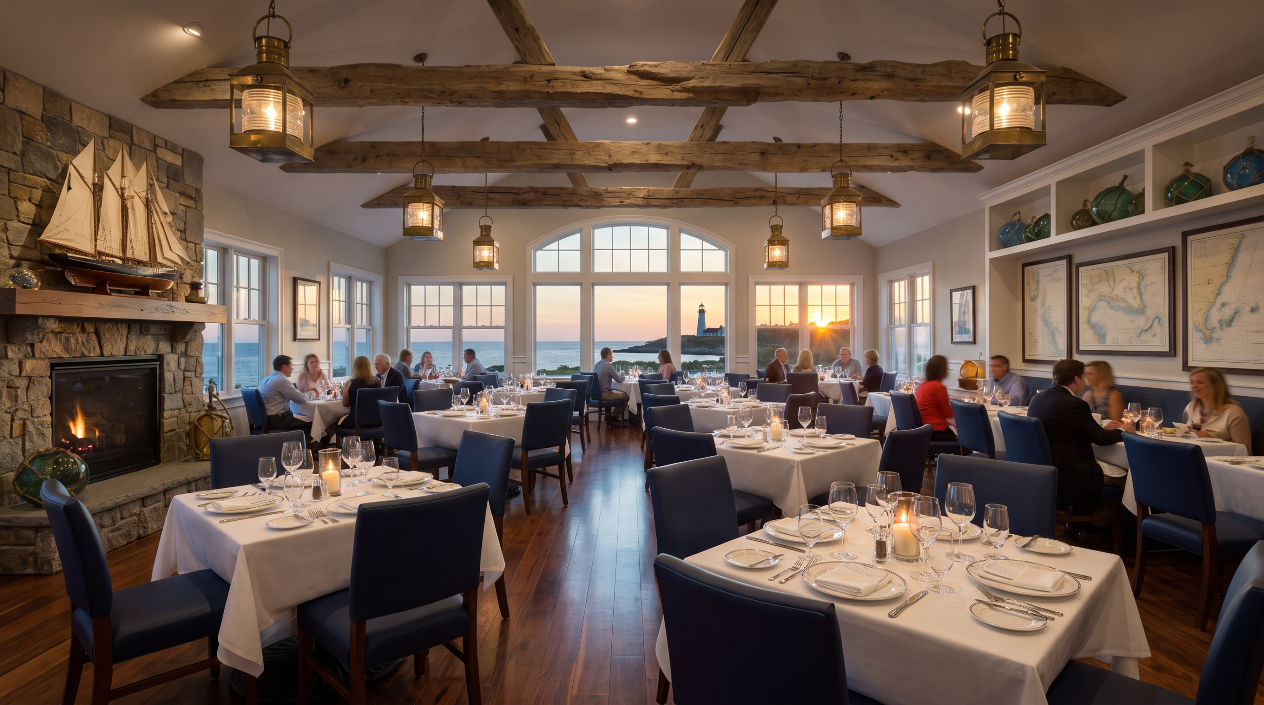 Elegant coastal dining room